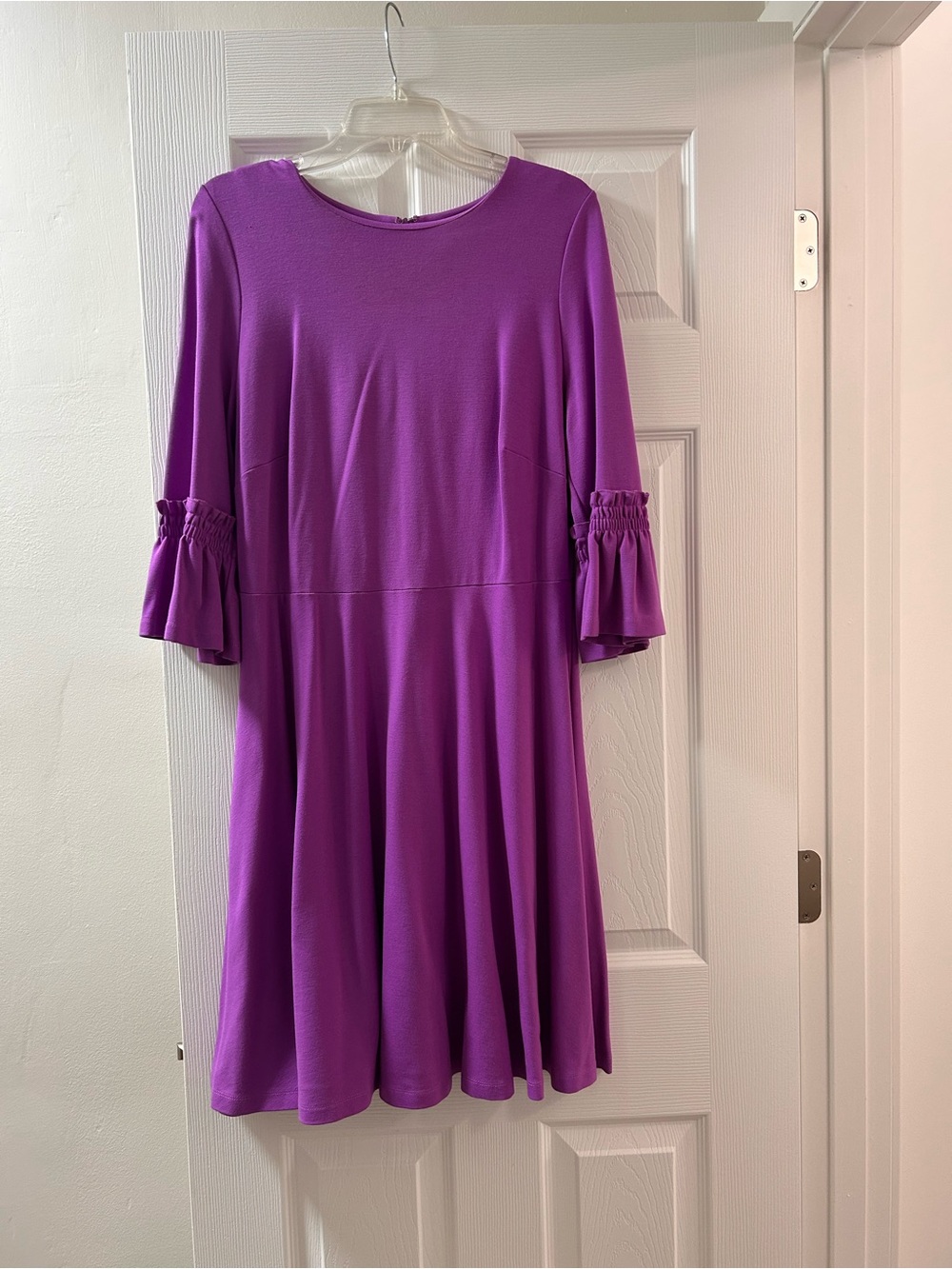 Eloquii Vibrant Purple Midi Dress with Ruffle Sleeves - Picture 2 of 5